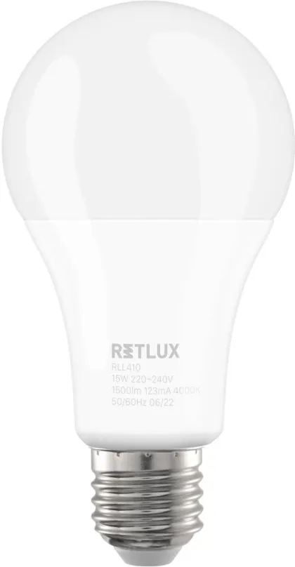 LED žiarovka RLL 410 A65 E27 bulb 15W CW RETLU