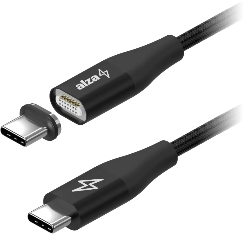 Dátový kábel AlzaPower MagCore USB-C, 5A, 100W, 1m čierny