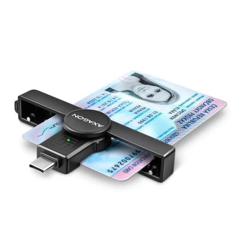 Čítačka eObčianok AXAGON CRE-SMP1C Smart card / ID card PocketReader, USB-C