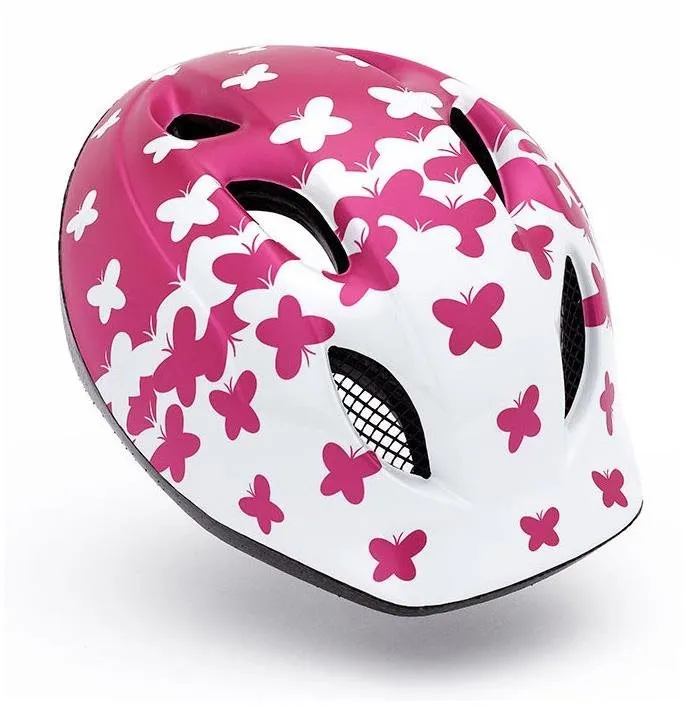 Helma na bicykel MET prilba BUDDY detská motýliky/ružová/biela matná S/M
