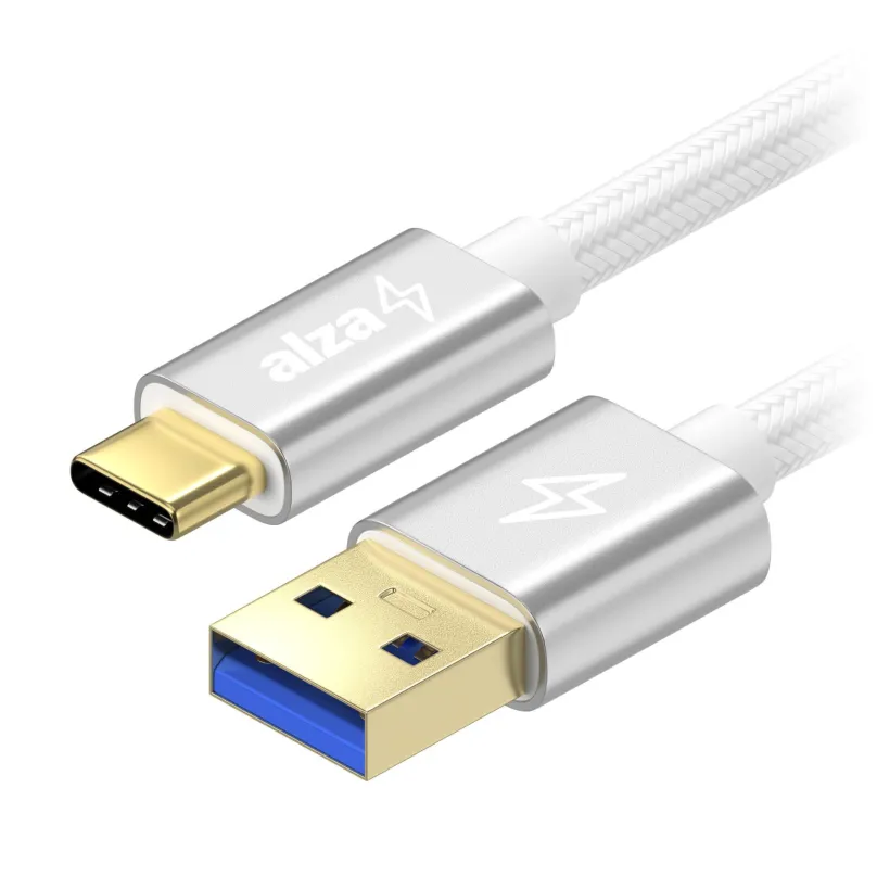 Dátový kábel AlzaPower AluCore USB-C 3.2 Gen 1, 0.5m strieborný