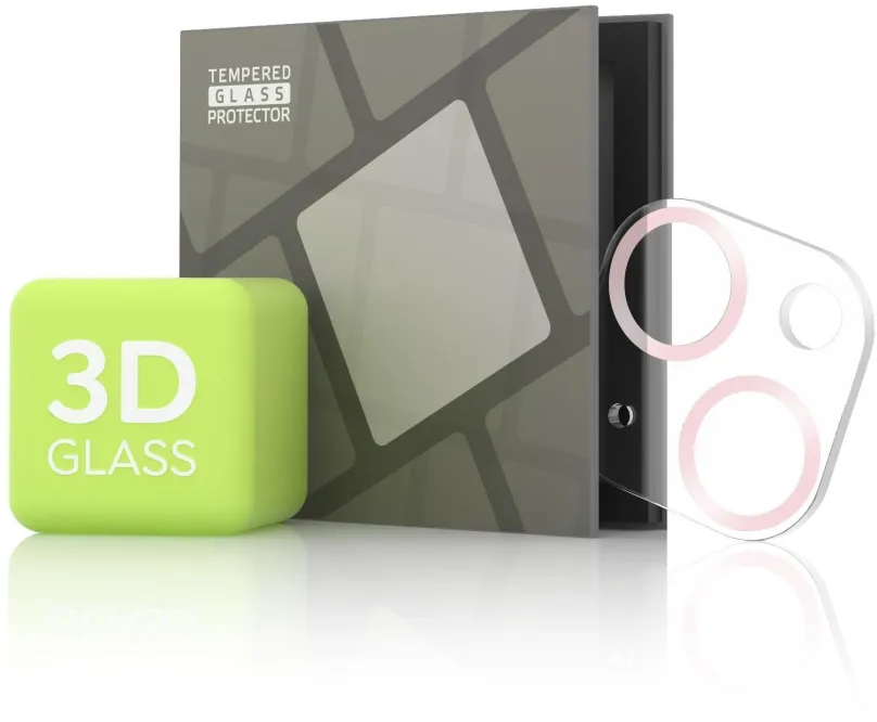 Ochranné sklo na objektív Tempered Glass Protector pre kameru iPhone 13 mini / 13 - 3D Glass, ružová (Case friendly)