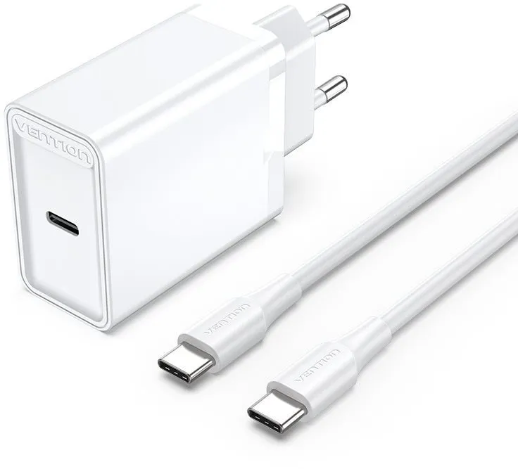 Nabíjačka do siete Vention 1-port 25W USB-C Wall Charger with USB-C Cable White
