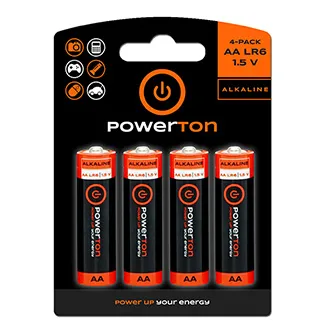 Batéria alkalická, AA, 1.5V, Powerton, blister, 4-pack