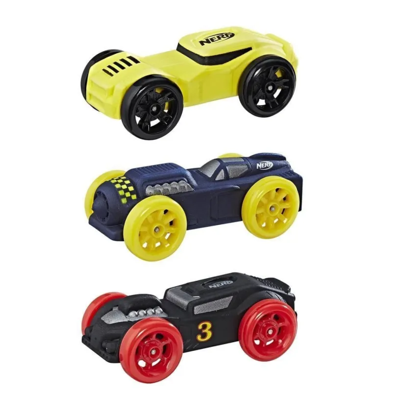 NERF Nitro náhradné vozidlá 3 ks, čierne, modré, žlté, Hasbro C0778