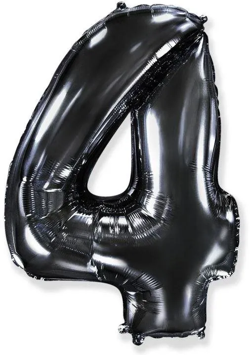 Balóniky Balón fóliový číslica čierna - black 102 cm - 4