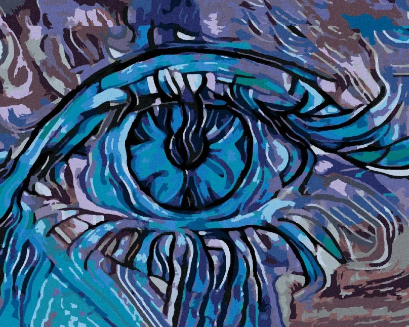 Maľovanie podľa čísel Abstraktné modré oko, 80x100 cm, bez rámu a bez vypnutia plátna