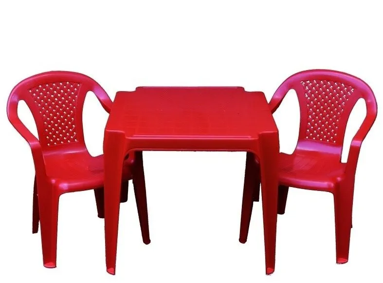 Detský nábytok IPAE - sada červená 2 stoličky a stolček