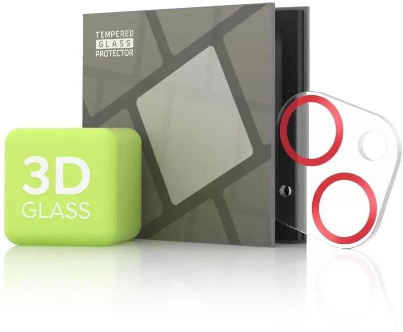 Ochranné sklo na objektív Tempered Glass Protector pre kameru iPhone 13 mini / 13 - 3D Glass, červená (Case friendly)