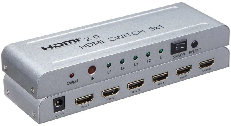 Switch PremiumCord HDMI switch 5: 1 s diaľkovým ovládačom