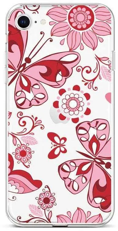 Kryt na mobil TopQ Kryt iPhone SE 2022 silikón Pink Butterfly 74007