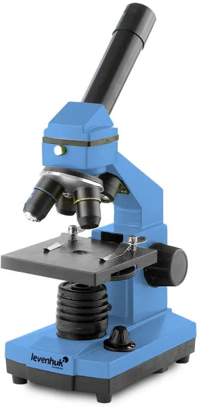 Mikroskop Levenhuk Rainbow 2L Azure - modrý, celkové zväčšenie minimálne 40 x, celkové zve