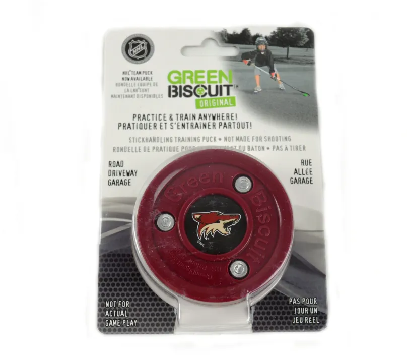 Puk Green Biscuit NHL Arizona Coyotes, červená farba, priemer 75 mm, hrúbka 25 mm, s loga