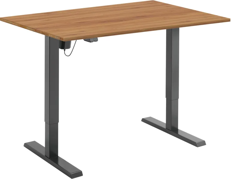 Výškovo nastaviteľný stôl AlzaErgo Table ET2.1 čierny + doska TTE-01 140x80cm bambusová