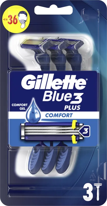 Holítka GILLETTE Blue3 Plus Comfort 3 ks, 3 ks, počet čepieľok: 3, typ strojčeka: jednoraz