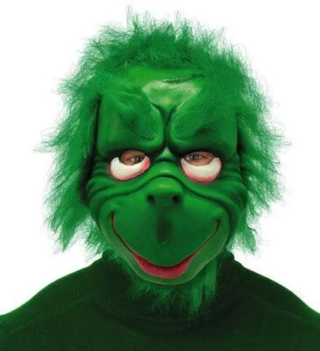 Doplnok ku kostýmu Guirca Zelená maska Grinch s vlasmi - vianoce