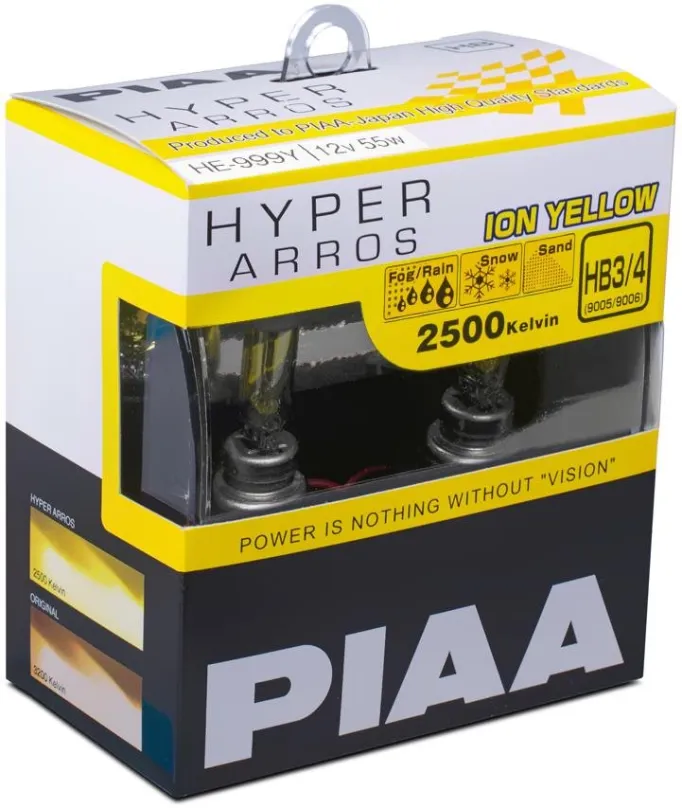 Autožiarovka PIAA Hyper Arros Ion Yellow 2500KK HB3/HB4 - teplé žlté svetlo 2500K na použitie v extrémnych podmienkach
