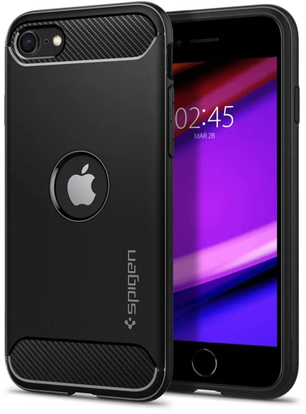 Kryt na mobil Spigen Rugged Armor Black iPhone SE 2, pre Apple iPhone SE (2020) a iPhone S