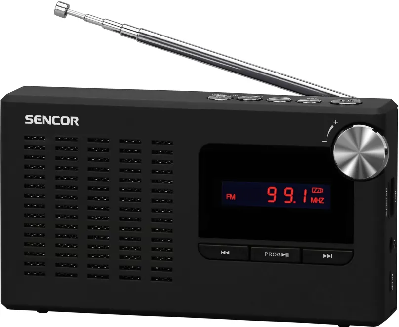 Rádio Sencor SRD 2215, klasické, prenosné, FM tuner s 50 predvoľbami, podpora MP3, výkon 1