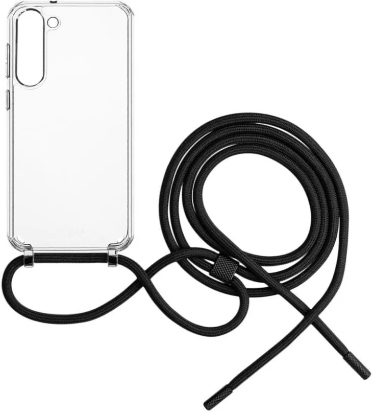 Kryt na mobil FIXED Pure Neck AntiUV s čiernou šnúrkou na krk pre Samsung Galaxy S23+