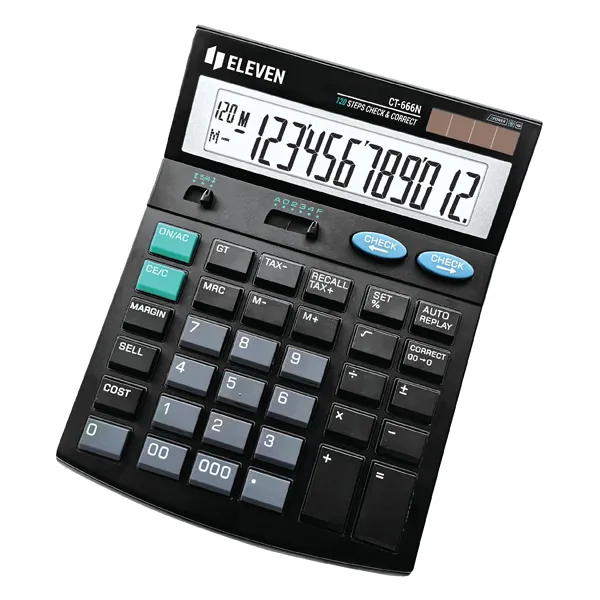 Eleven Kalkulačka CT666N, čierna, stolná s výpočtom DPH, dvanásťmiestna, automatické vypnutie