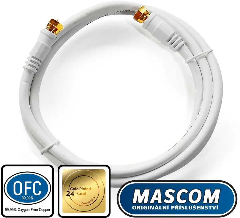 Koaxiálny kábel Mascom satelitný kábel 7676-015W, konektory F 1.5m