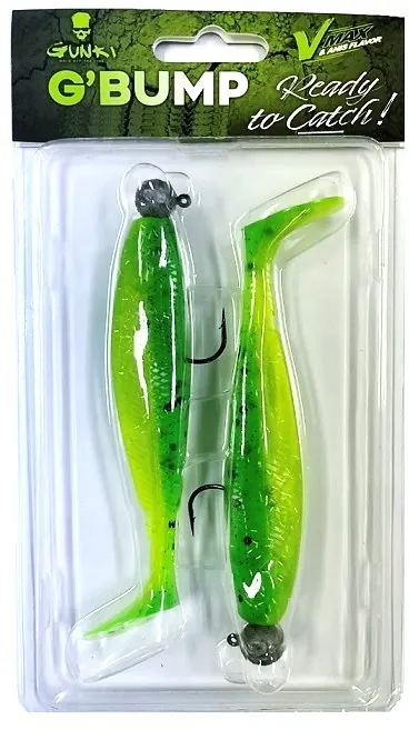 Gunk Gumová nástraha Bump Ready To Catch 10,5 cm 7g + 10g Lime Chart Pepper 2ks