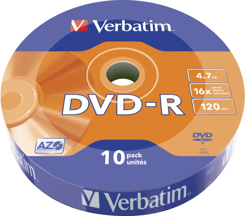 Médiá VERBATIM DVD-R AZO 4,7 GB, 16x, wrap 10 ks
