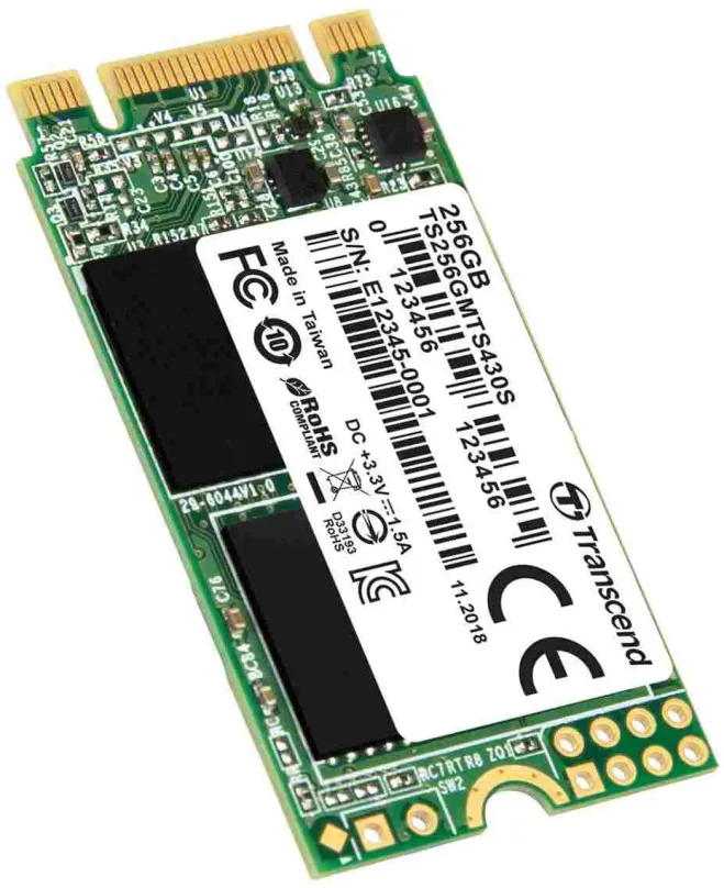 SSD disk Transcend MTS 430S M.2 SSD 256GB 2242, SATA III, 3D NAND, rýchlosť čítania 530MB/