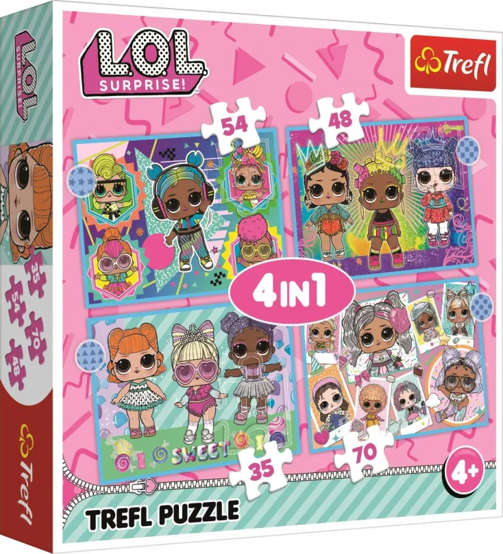 Puzzle Trefl Puzzle LOL Surprise: Zoznámte sa s bábikami 4v1 (35,48,54,70 dielikov)