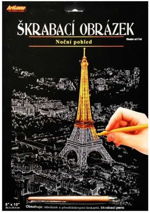 ARTLOVER Škrabací obrázok (zlatý) - Nočný pohľad na Eiffelovu vežu
