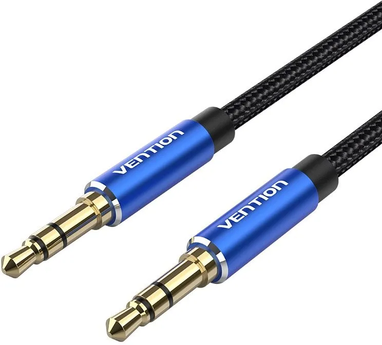 Audio kábel Vention Cotton Braided 3.5mm Male to Male Audio Cable 0.5m Blue Aluminum Alloy Type