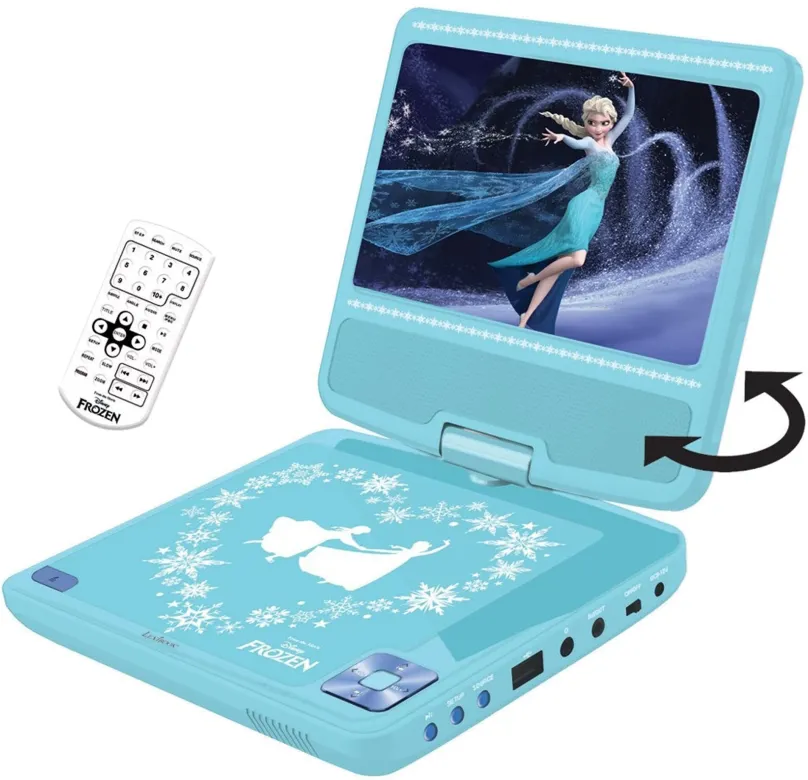 Hudobná hračka Lexibook Frozen Prenosný DVD prehrávač 7 s rotujúcou obrazovkou a slúchadlami