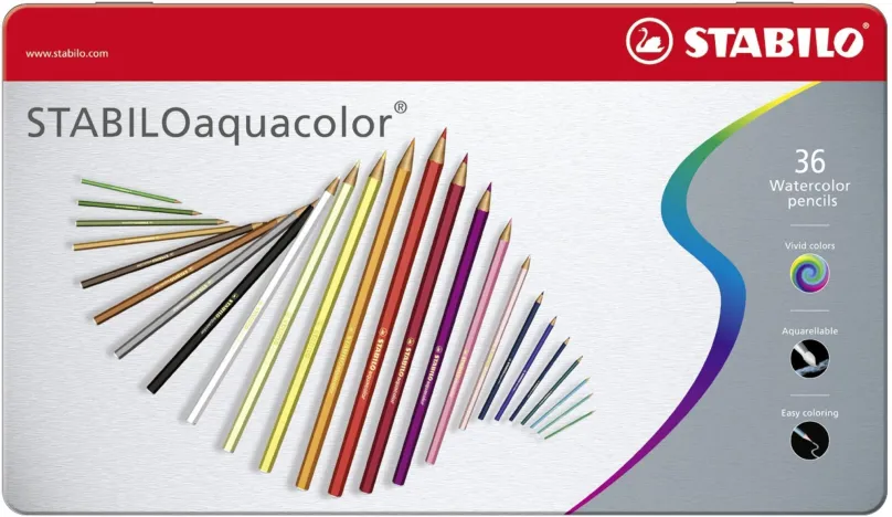 Pastelky STABILOaquacolor kovové púzdro 36 farieb