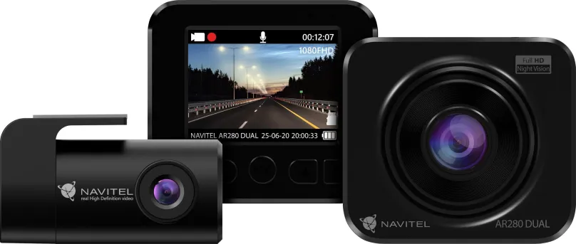 Kamera do auta NAVITEL AR280 Dual, duálny, uhol záberu 140°, 2" displej, automatické