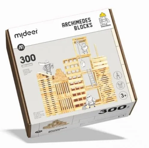 Drevené kocky MiDeer drevené stavebné kocky City blocks - 300 dielikov - verzia 2023