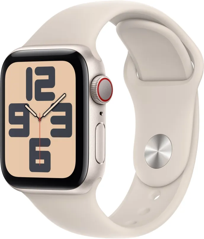 Chytré hodinky Apple Watch SE Cellular 40mm Hviezdne biely hliník s hviezdne bielym športovým remienkom - M/L
