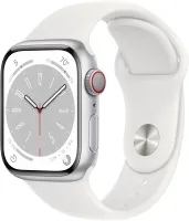 Chytré hodinky Apple Watch Series 8 41mm Cellular Strieborný hliník s bielym športovým remienkom
