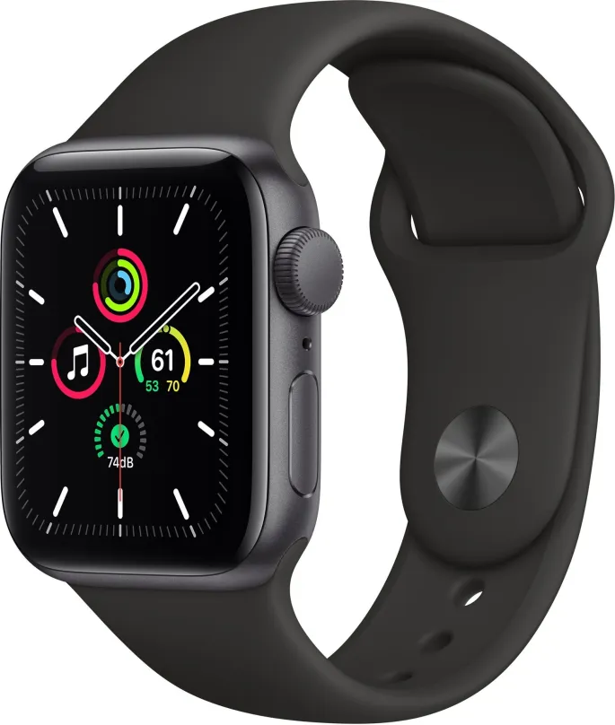 Chytré hodinky Apple Watch SE 44mm Vesmírne šedý hliník s čiernym športovým remienkom