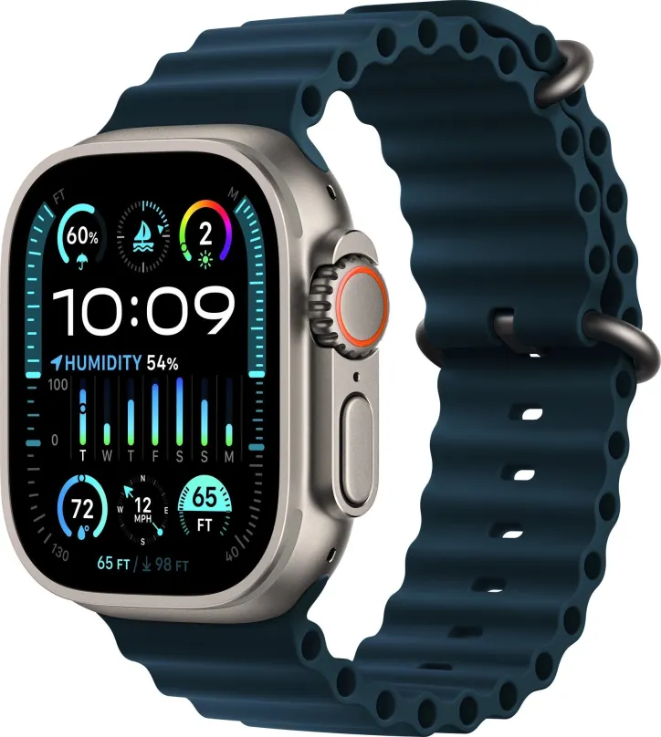 Chytré hodinky Apple Watch Ultra 2 49mm titánové púzdro s modrým oceánskym remienkom