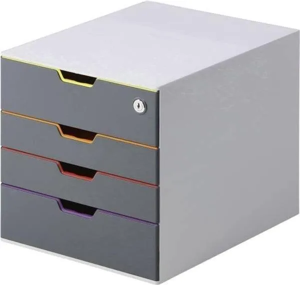 Zásuvkový box DURABLE Varicolor 4 zásuvky / 1 uzamykateľná, šedý