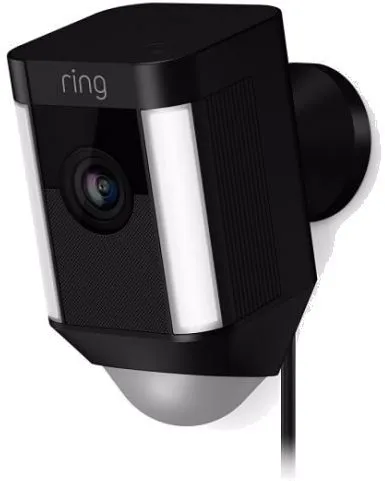 IP kamera Ring Spotlight Cam Wired Black, vonkajšia, detekcia pohybu, napájanie zo siete,
