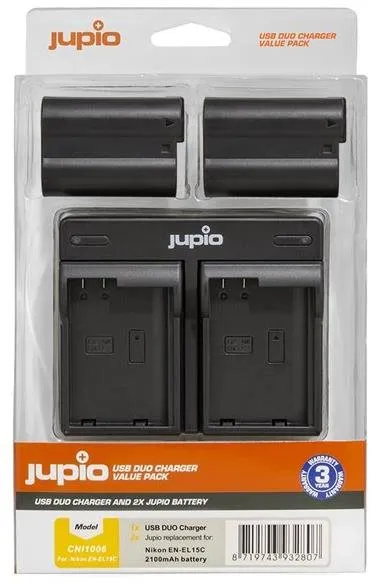 Batéria pre fotoaparát Jupio 2ks batérií EN-EL15C 2100 mAh a duálne nabíjačky pre Nikon
