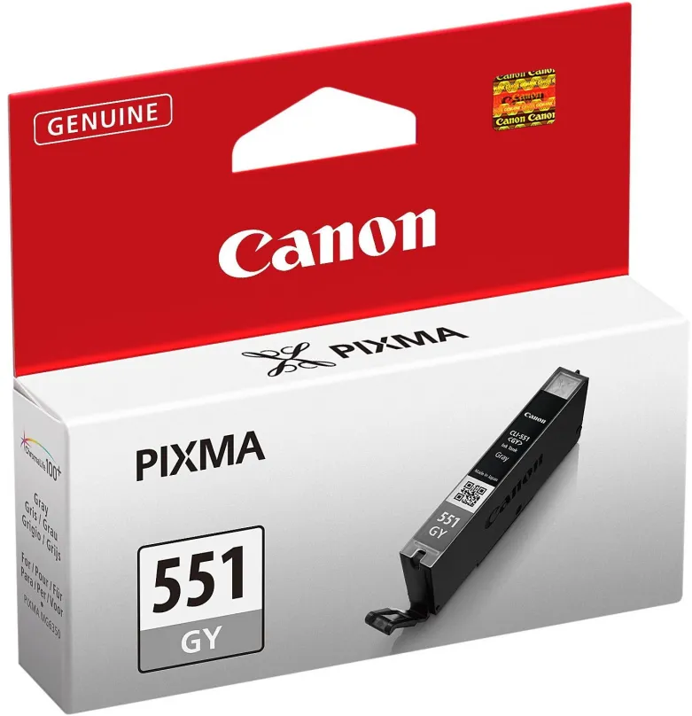 Cartridge Canon CLI-551GY sivá, pre tlačiarne Canon PIXMA iP8750, MG5450, MG5650, MG6350,