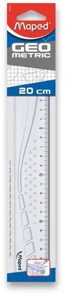 Pravítko MAPED Geometric 20 cm, klasické, dĺžka 20 cm, materiál - plast, transparentná ba