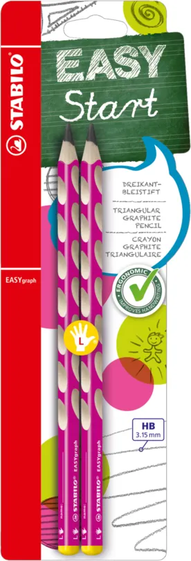 Grafitová ceruzka STABILO EASYgraph L HB ružová - balenie 2 ks