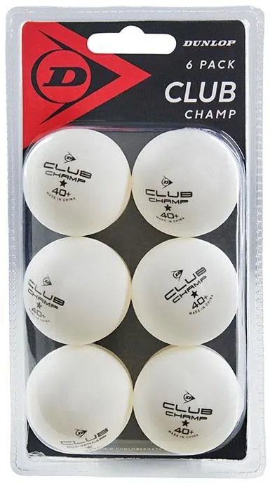 Loptičky na stolný tenis DUNLOP Club Champ 40+ * (6 ks) biely