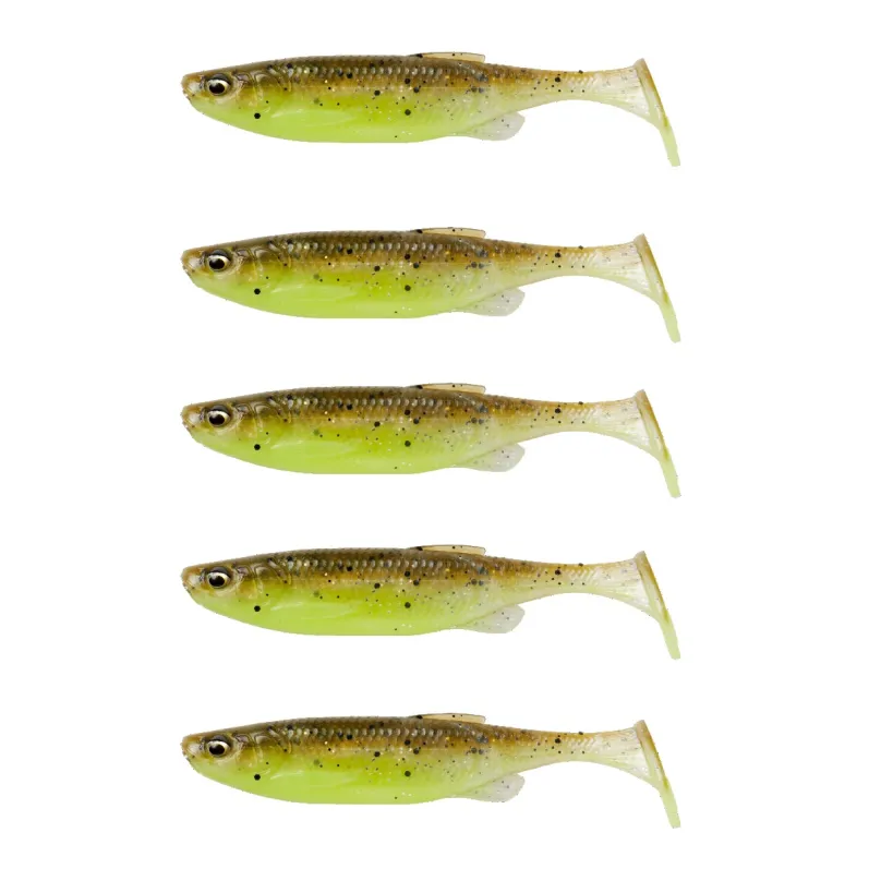 Savage Gear Gumová nástraha Fat Minnow T-tail 10,5 cm 11g Green Pearl Yellow 5ks