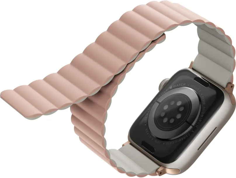 Remienok Uniq Revix Reversible Magnetic remienok pre Apple Watch 42/44/45/Ultra 49mm ružový/béžový