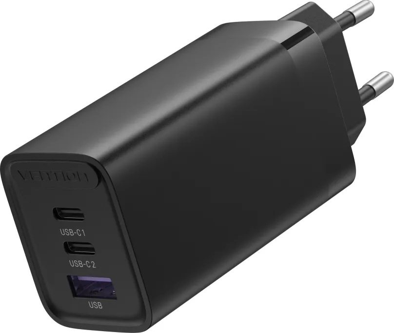 Nabíjačka do siete Vention 3-port GaN Charger (65W USB-C/30W USB-C/30W USB) Black